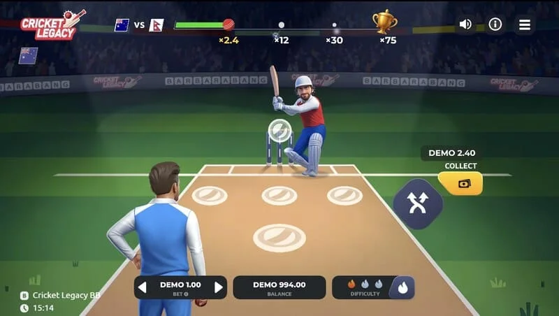 Tela de jogo do Cricket Legacy BB